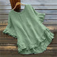 👚 50% OFF NOW! 🍃 Women's Ruffle Blouse – Cotton Linen Blend, Round Neck & Loose Fit – Flirty Ruffles, Breezy & Elegant ☁️