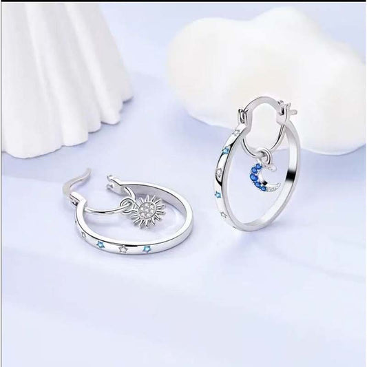 🌙 50% OFF NOW! ☀️ Celestial Sun & Moon Hoops – Layered Design, Hypoallergenic & Lightweight – Asymmetrical Charms for Balance & Harmony 💫