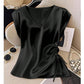 👚 50% OFF NOW! 💧 Women's Solid Color Silky V-Neck Tank Top – Satin-Like Sheen, Adjustable Side Ruching & Flattering Fit – Luxe Look, Easy Care 🎀