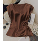 👚 50% OFF NOW! 💧 Women's Solid Color Silky V-Neck Tank Top – Satin-Like Sheen, Adjustable Side Ruching & Flattering Fit – Luxe Look, Easy Care 🎀
