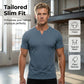👔 50% OFF NOW! ✨ Men's V-Neck Short-Sleeve Shirt – Slim Fit, Modern & All-Day Fresh – Breathable Textured Knit, Notch Collar ☀️