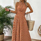 👗 50% OFF NOW! 🍊 Retro Polka Dot Halter Dress – Flowy Pleated Skirt & High Waist – Flattering & Breezy 🍋