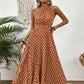 👗 50% OFF NOW! 🍊 Retro Polka Dot Halter Dress – Flowy Pleated Skirt & High Waist – Flattering & Breezy 🍋