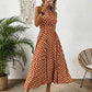👗 50% OFF NOW! 🍊 Retro Polka Dot Halter Dress – Flowy Pleated Skirt & High Waist – Flattering & Breezy 🍋