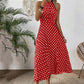 👗 50% OFF NOW! 🍊 Retro Polka Dot Halter Dress – Flowy Pleated Skirt & High Waist – Flattering & Breezy 🍋