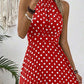 👗 50% OFF NOW! 🍊 Retro Polka Dot Halter Dress – Flowy Pleated Skirt & High Waist – Flattering & Breezy 🍋