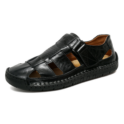 👞 50% OFF NOW! 🏖️ Men's Closed-Toe Beach Sandals – Breathable Hollow Design & Cushioned Comfort 👟