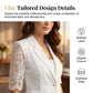 👔 50% OFF NOW! 🌸 White Lace Blazer – Slim Fit, 3/4 Sleeve & Elegant Transition – Sheer Floral Lace Panels, Tailored Silhouette ✨