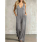 👗 50% OFF NOW! 🌊 Women's Effortless Summer V-Neck Jumpsuit – Relaxed Wide Leg, Deep Side Pockets & Attached Hood – Beach to Dinner Ready ☀️