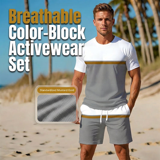 🎉 LIMITED TIME 50% OFF! 🔥 Men’s Color-Block Active Set – Breathable Street Heat 🌆