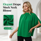 👚 50% OFF NOW! 🕊️ Women's Elegant Mock Neck Top – Draped Silhouette, Slit Batwing Sleeves & Breathable Fabric – Office to Weekend ☁️