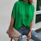 👚 50% OFF NOW! 🕊️ Women's Elegant Mock Neck Top – Draped Silhouette, Slit Batwing Sleeves & Breathable Fabric – Office to Weekend ☁️