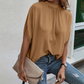 👚 50% OFF NOW! 🕊️ Women's Elegant Mock Neck Top – Draped Silhouette, Slit Batwing Sleeves & Breathable Fabric – Office to Weekend ☁️