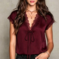 👚 50% OFF NOW! 🌙 Women's V-Neck Lace Top – Short Sleeve, Elegant & Day to Night – Intricate Lace Splicing, Relaxed Drape, Feminine Charm 🌸