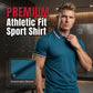 🏃 50% OFF NOW! ⚡ Men's Short Sleeve Sport Shirt – Athletic Fit, 4-Way Stretch & Striped Trim – Breathable, Cool & Unrestricted 👕