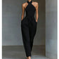 👗 50% OFF NOW! 💫 Elegant Halter Sleeveless Jumpsuit with Waist Tie – Crisscross Neckline, Wide Leg & Deep Side Pockets – Effortless Sophistication ✨
