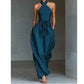 👗 50% OFF NOW! 💫 Elegant Halter Sleeveless Jumpsuit with Waist Tie – Crisscross Neckline, Wide Leg & Deep Side Pockets – Effortless Sophistication ✨