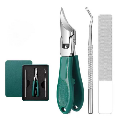 ⚡50% OFF!✨Heavy‑Duty 3‑Pcs Toenail Grooming Kit, Sharp Curved Blades for Thick Nails, With Lifter & Nail File 🎁