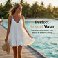 👗 50% OFF NOW! 🌸 Women's V-Neck Strap Dress with Bubble Ruffle Hem – Adjustable Metallic Straps, Deep V-Neck & Featherlight Fabric – Summer Breeze Ready ✨