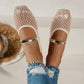 👡 50% OFF NOW! 🌬️ Women's Mesh Mary Jane Flats – Breathable Hollow Design, Metallic Gold-Tone Accent & Slip-On – Cool & Chic for Summer ✨
