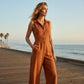 👗 50% OFF NOW! 🌾 Women's Sleeveless Button-Front Jumpsuit – Wide-Leg, Flowy & Effortless Chic – Breezy Summer Style, One-and-Done Dressing ✨