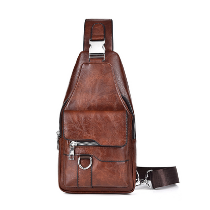 🎒 50% OFF NOW! 🧳 Men's Retro Waterproof Faux Leather Sling Chest Bag – Premium Water-Resistant, Intelligent Storage & Ergonomic Sling Comfort – Daily Commute Essential ✨