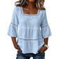 👚 50% OFF NOW! 🌼 Square Neck Boho Blouse – Crochet Lace, Bell Sleeves & Tiered Flow – Breezy & Elegant 🌿