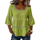 👚 50% OFF NOW! 🌼 Square Neck Boho Blouse – Crochet Lace, Bell Sleeves & Tiered Flow – Breezy & Elegant 🌿