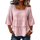👚 50% OFF NOW! 🌼 Square Neck Boho Blouse – Crochet Lace, Bell Sleeves & Tiered Flow – Breezy & Elegant 🌿