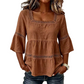 👚 50% OFF NOW! 🌼 Square Neck Boho Blouse – Crochet Lace, Bell Sleeves & Tiered Flow – Breezy & Elegant 🌿