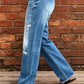 👖 50% OFF NOW! 🖤 Women's Distressed Slim Fit Flare Jeans – Edgy Ripped & Vintage Wash, Leg-Elongating ✂️