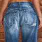 👖 50% OFF NOW! 🖤 Women's Distressed Slim Fit Flare Jeans – Edgy Ripped & Vintage Wash, Leg-Elongating ✂️