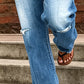 👖 50% OFF NOW! 🖤 Women's Distressed Slim Fit Flare Jeans – Edgy Ripped & Vintage Wash, Leg-Elongating ✂️