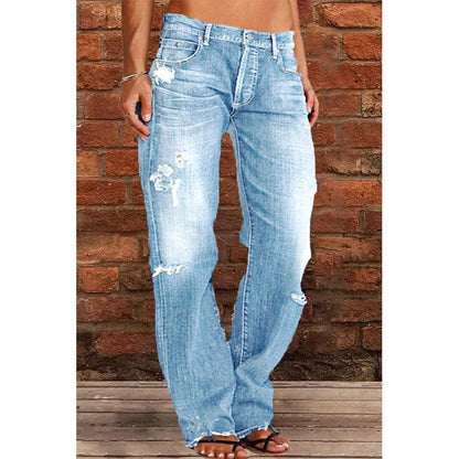 👖 50% OFF NOW! 🖤 Women's Distressed Slim Fit Flare Jeans – Edgy Ripped & Vintage Wash, Leg-Elongating ✂️