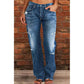 👖 50% OFF NOW! 🖤 Women's Distressed Slim Fit Flare Jeans – Edgy Ripped & Vintage Wash, Leg-Elongating ✂️