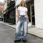 👖 50% OFF NOW! ✨ Women's Asymmetrical Wide-Leg Jeans – Deconstructed 3D Cut & Distressed Wash – Ultimate Streetwear 🛹