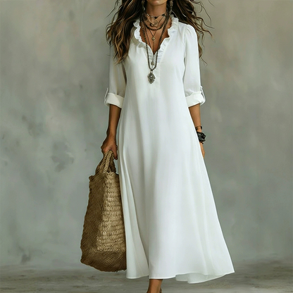 👗 50% OFF NOW! 🌿 Bohemian Ruffle V-Neck Maxi Dress – Flowing Silhouette & Lightweight Fabric – Elegant, Breathable & Versatile 🏖️