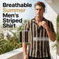 👕 50% OFF NOW! 🌊 Men's Wavy Stripe Cuban Collar Shirt – Breathable Texture & Relaxed Fit – Retro Summer Vibe 🌴