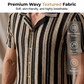 👕 50% OFF NOW! 🌊 Men's Wavy Stripe Cuban Collar Shirt – Breathable Texture & Relaxed Fit – Retro Summer Vibe 🌴