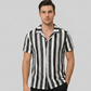 👕 50% OFF NOW! 🌊 Men's Wavy Stripe Cuban Collar Shirt – Breathable Texture & Relaxed Fit – Retro Summer Vibe 🌴