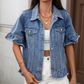 🧥 50% OFF NOW! 🌾 Women's Summer Ruffled Sleeve Denim Jacket – Lightweight, Chic & Breathable 🦋