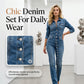 👖 50% OFF NOW! ✨ Women's Chic Denim Set – Asymmetrical Buttons & Tailored Fit – Effortless Modern Style 🧥