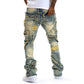 👖 50% OFF NOW! ✂️ Men's Deconstructed Frayed Flare Jeans – Vintage Wash & Stretch Cotton – Bold Streetwear 🛹