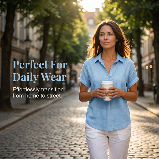 👔 50% OFF NOW! 🌿 Breathable Premium Casual Shirt – V-Neck Lapel & Relaxed Fit – Effortless Everyday Elegance ☀️