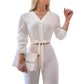 👚 50% OFF NOW! 🎀 Women's Elegant V-Neck Tie-Waist Top – Adjustable Fit & Premium Soft Fabric – Versatile Chic 👠
