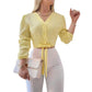 👚 50% OFF NOW! 🎀 Women's Elegant V-Neck Tie-Waist Top – Adjustable Fit & Premium Soft Fabric – Versatile Chic 👠