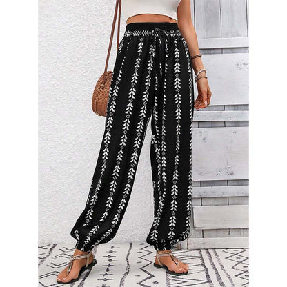 👖 50% OFF NOW! 🌿 Women's Smocked High Waist Printed Lantern Pants – Flowy & Breathable Boho Style ☀️