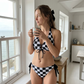 🎉 LIMITED TIME 50% OFF! 👙 Checkered Halter Bikini – Retro Poolside Pop ✨