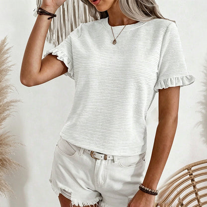 🎉 50% OFF! 👚 Viral Ruffle Sleeve Top – Soft Drama, Zero Iron ✨