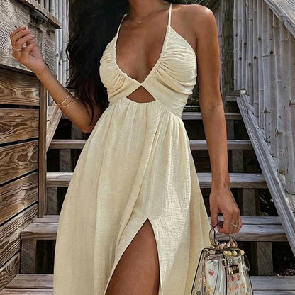 🎉 New Arrival – 50% OFF! 💥 Sexy V-Neck Maxi Dress – Floor-Sweeping Goddess Vibes ✨